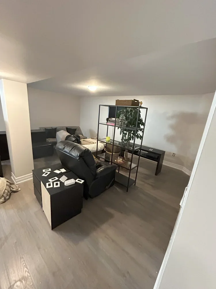 white painted basement